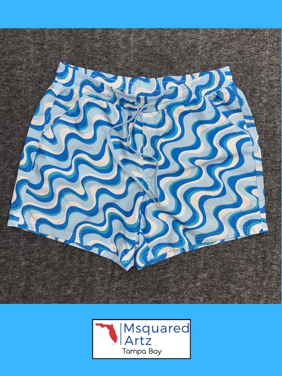 wild fable Pants - Wild Fable Swim Shorts Women's Small Blue Retro Wave Print Drawstring Beach
